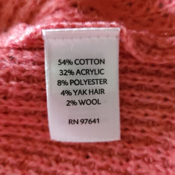 J Jill Sweater Textured Knit Womens Medium Red Coral V-Neck yak wool blend - Picture 6 of 10
